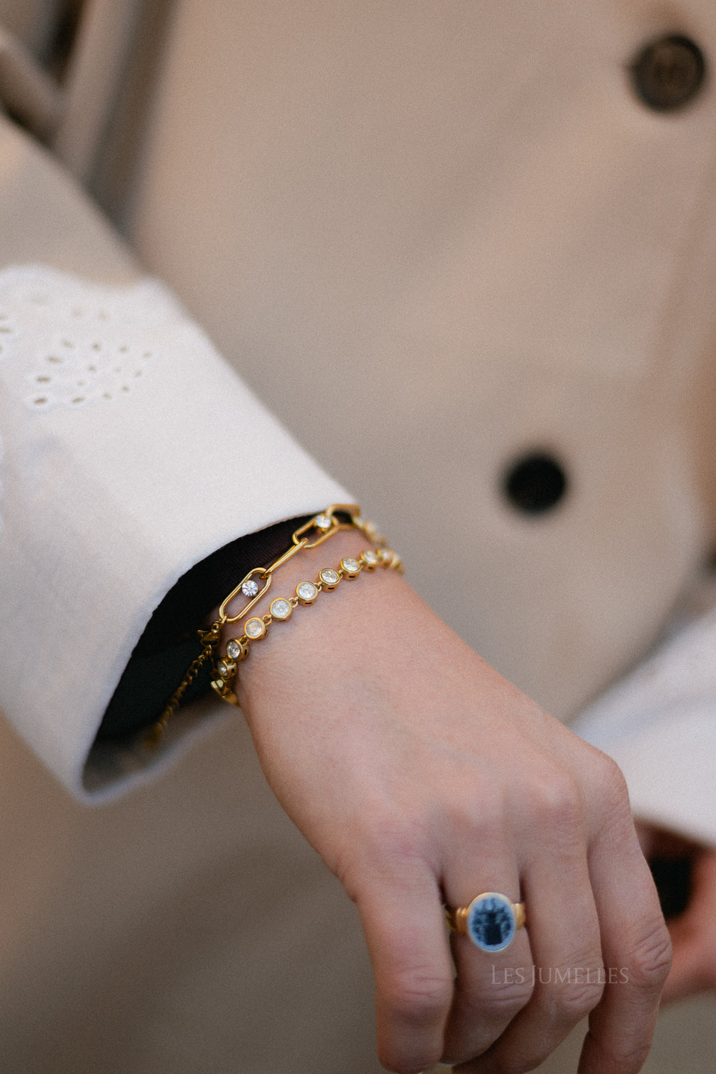 Bezel tennis bracelet gold