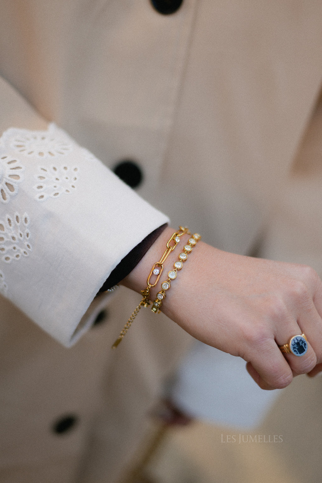 Bezel tennis bracelet gold