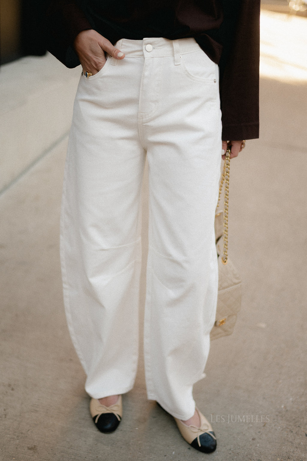 Adela barrel jeans white