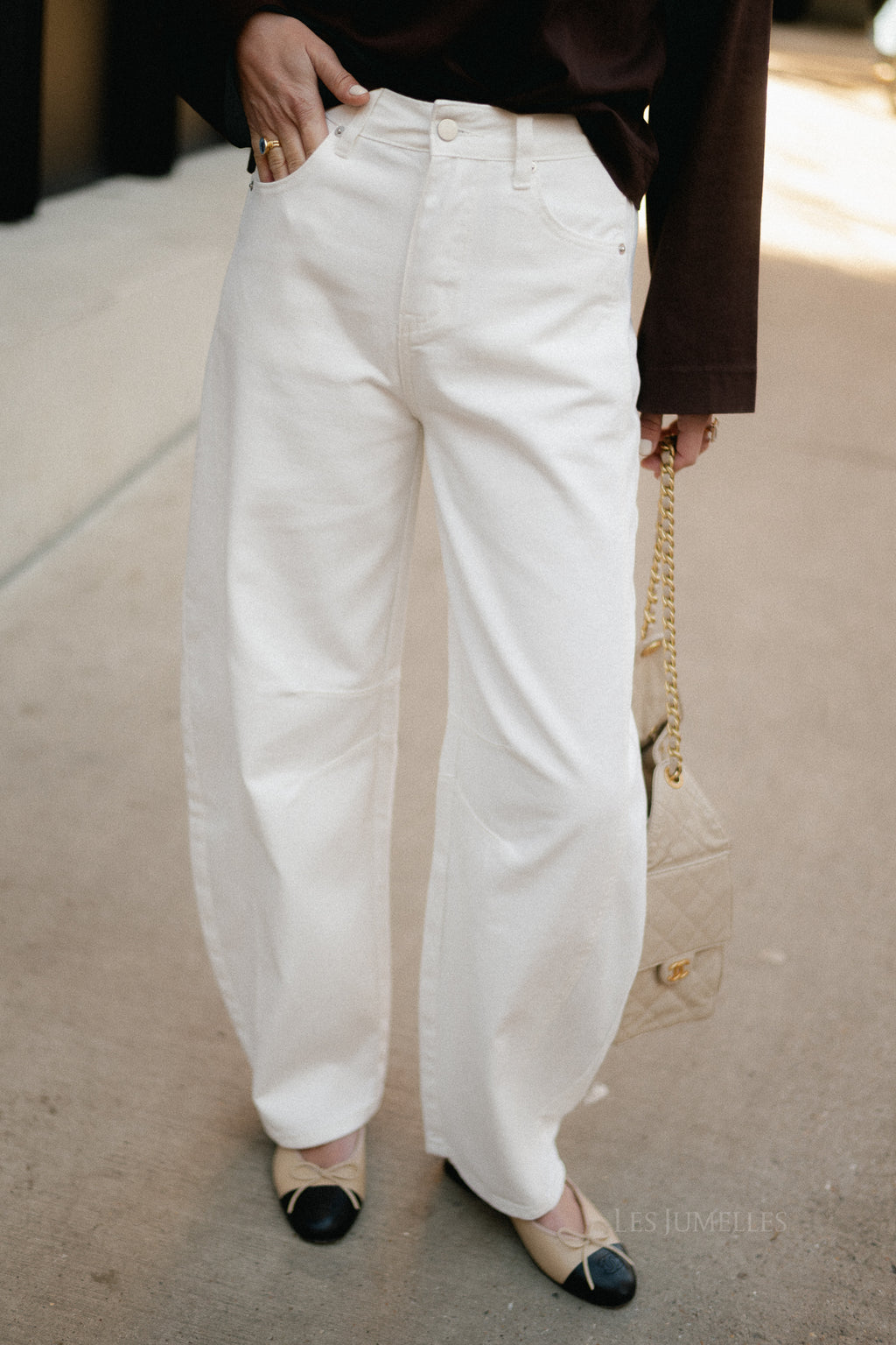 Adela barrel jeans white