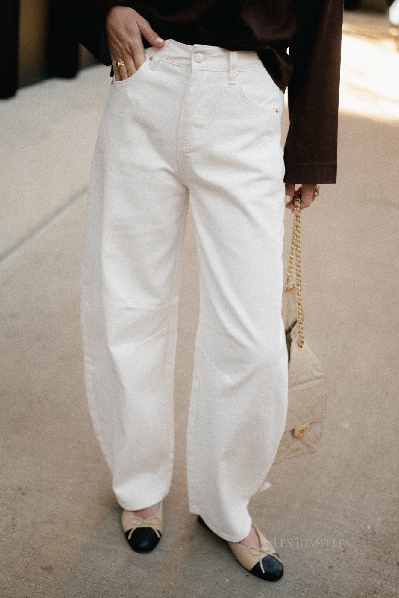 Adela barrel jeans white