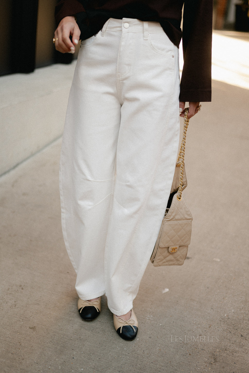 Adela barrel jeans white