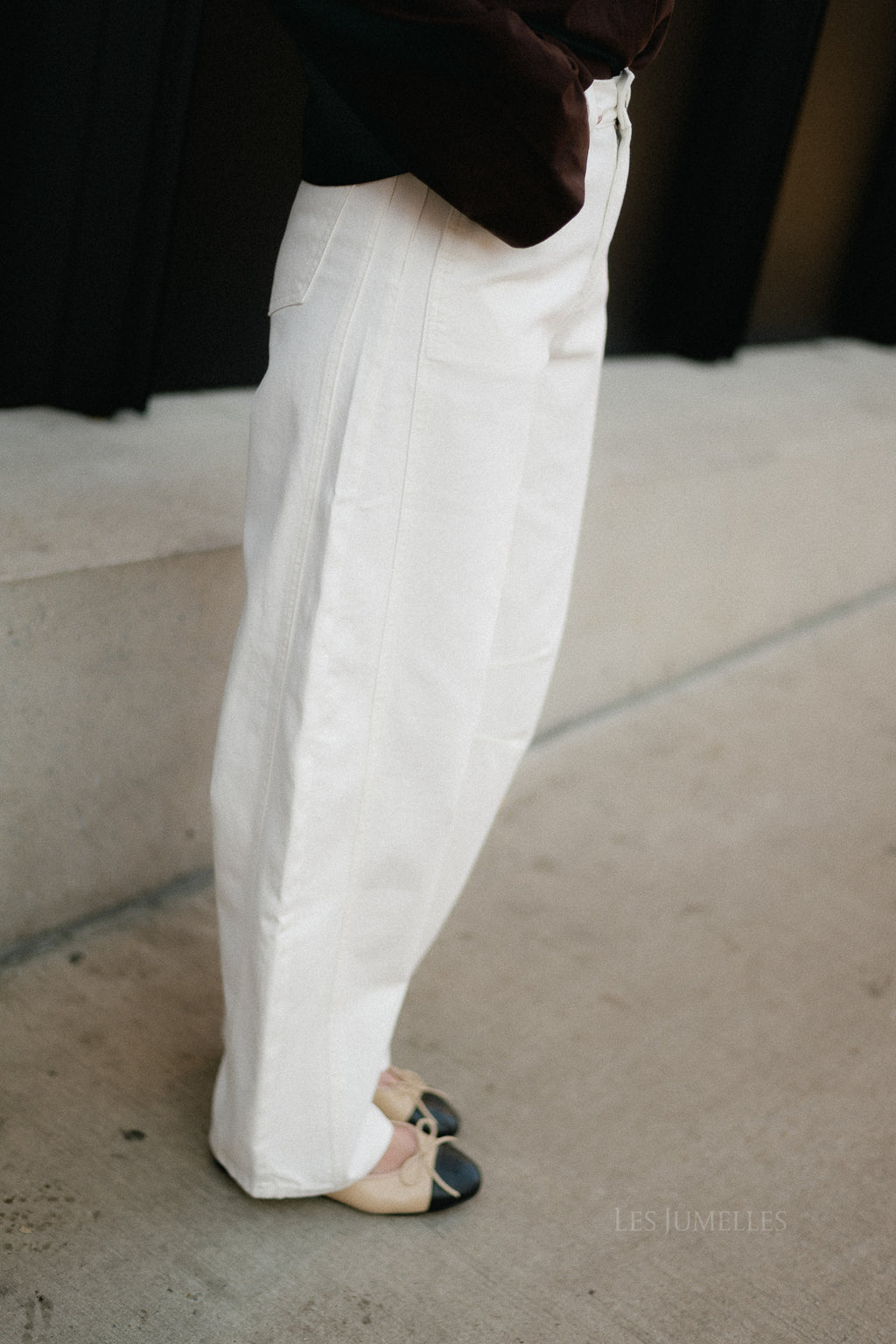 Adela barrel jeans white