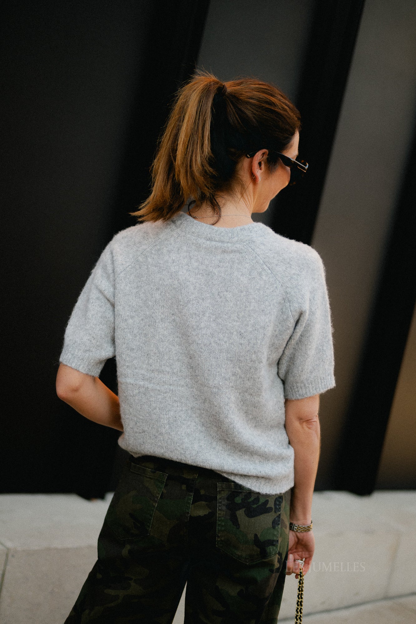 YASEnya SS knit pullover light grey melange