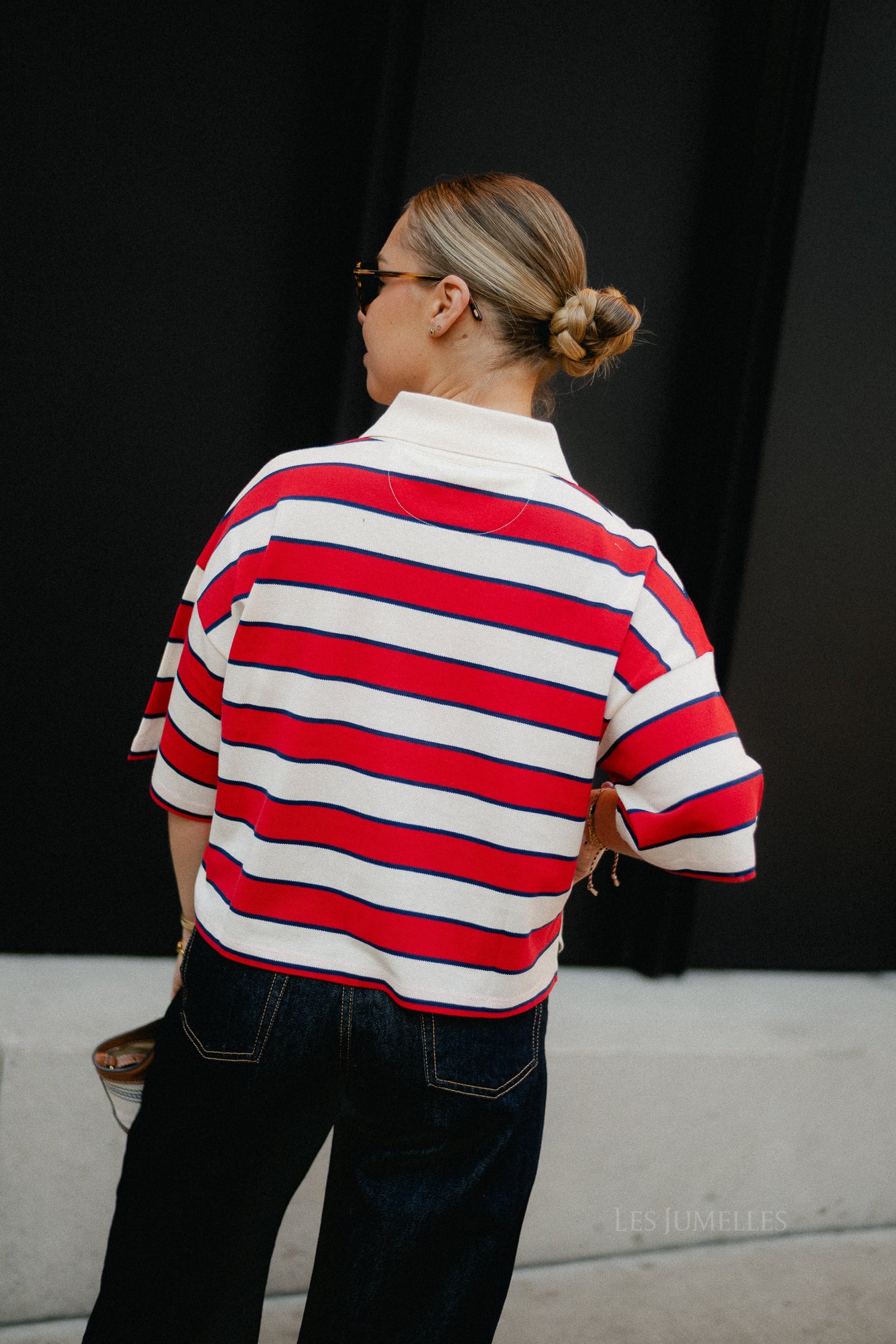 Acacia polo tulip red & midnight stripes