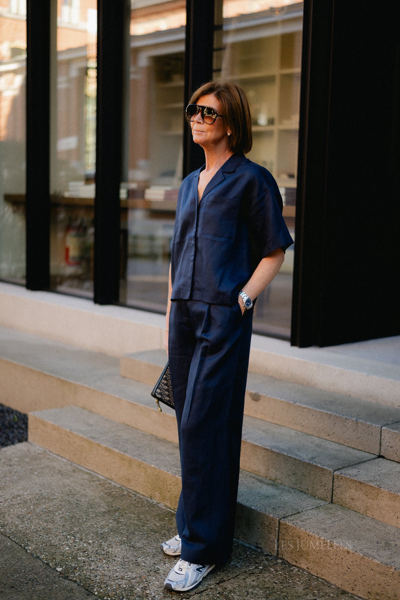 SLFLyra 2/4 boxy linen blend shirt dark sapphire