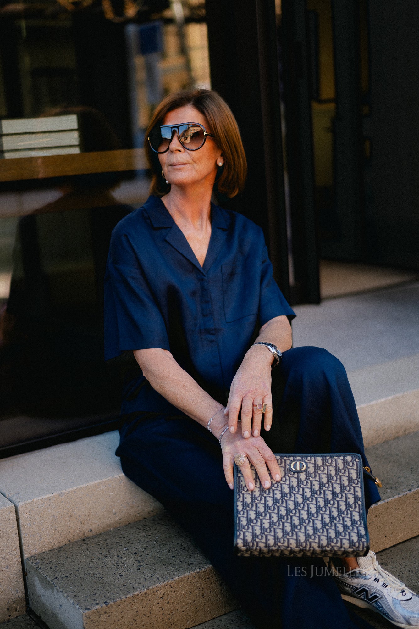 SLFLyra 2/4 boxy linen blend shirt dark sapphire