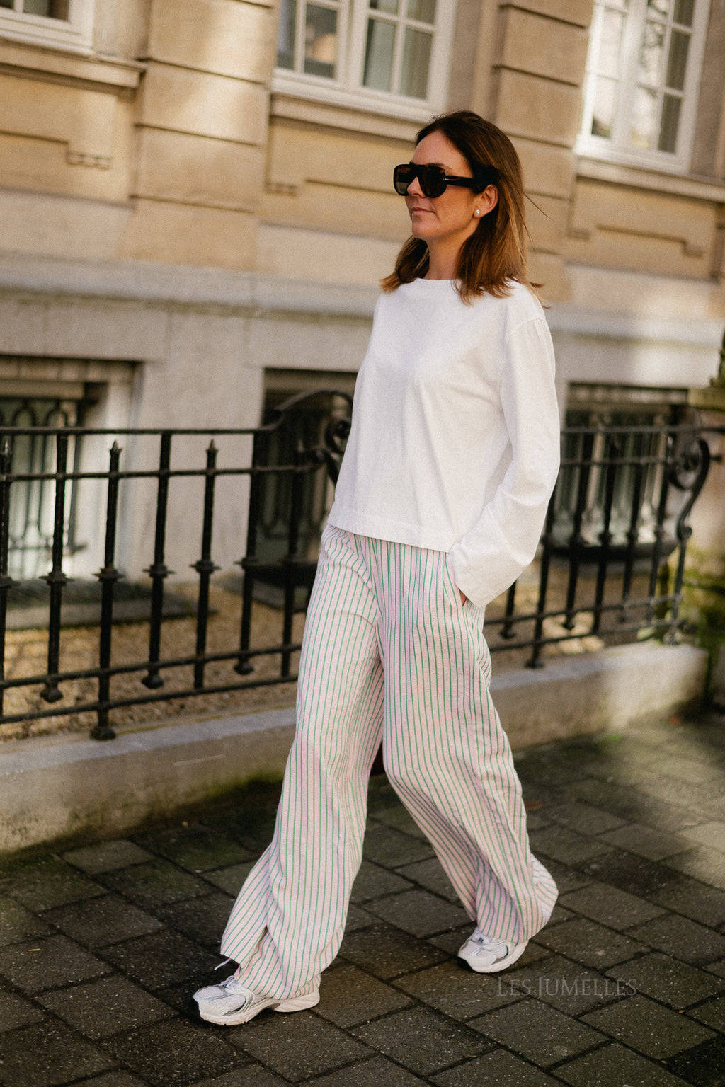 Cataleya trousers pink/green stripe