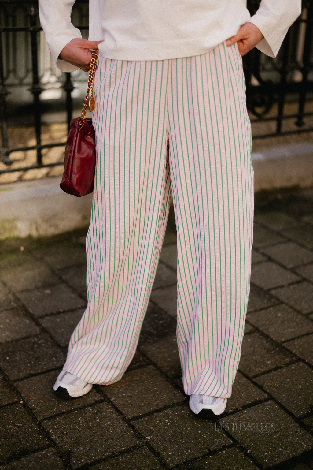 Cataleya trousers pink/green stripe