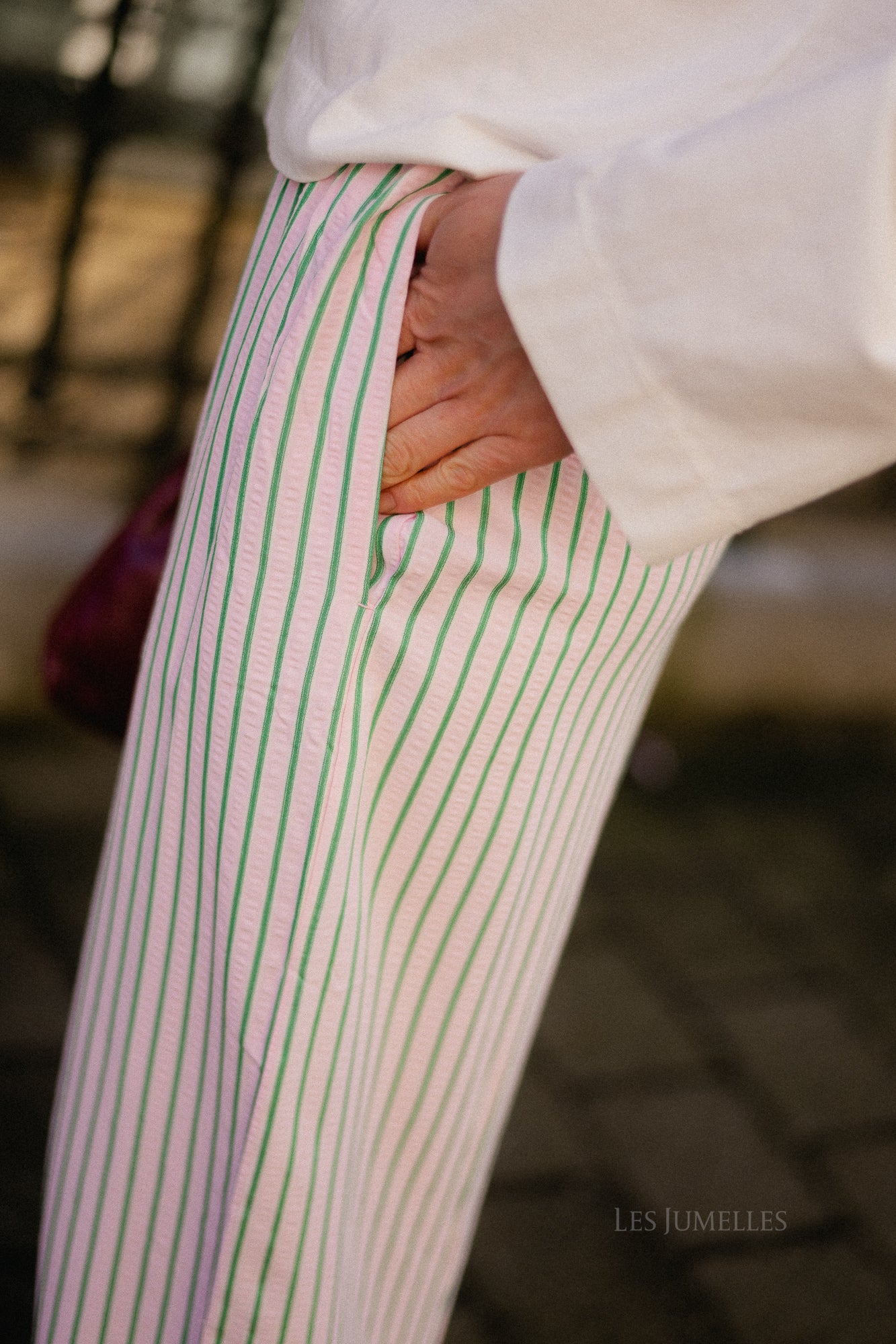 Cataleya trousers pink/green stripe