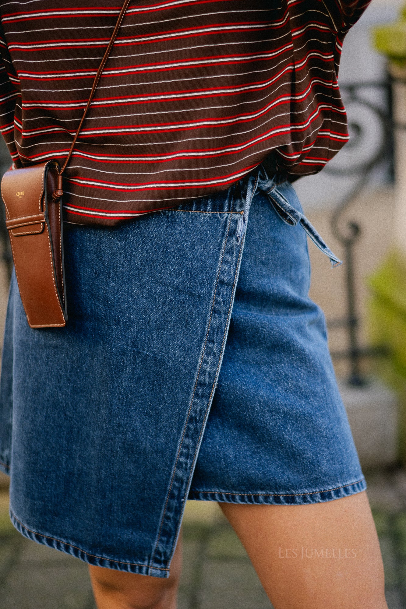 OBJRosie MW denim short wrap skirt medium blue denim