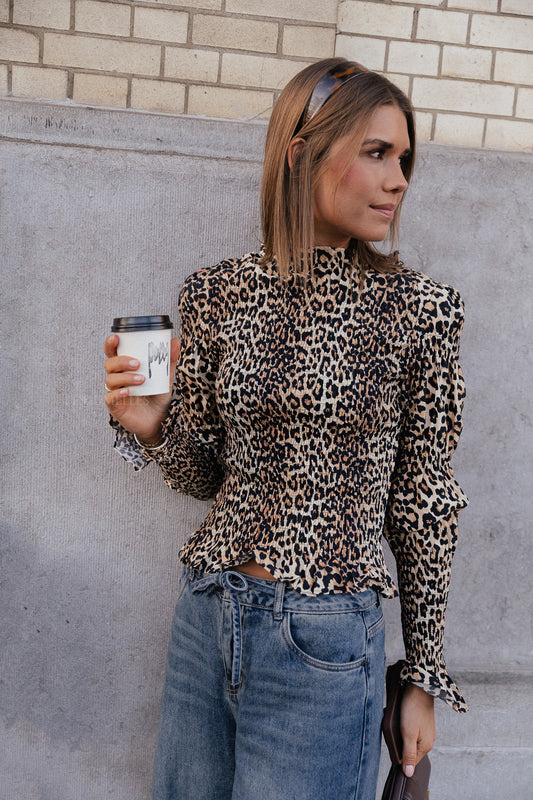 Les Jumelles YASChemma LS smock top leopard