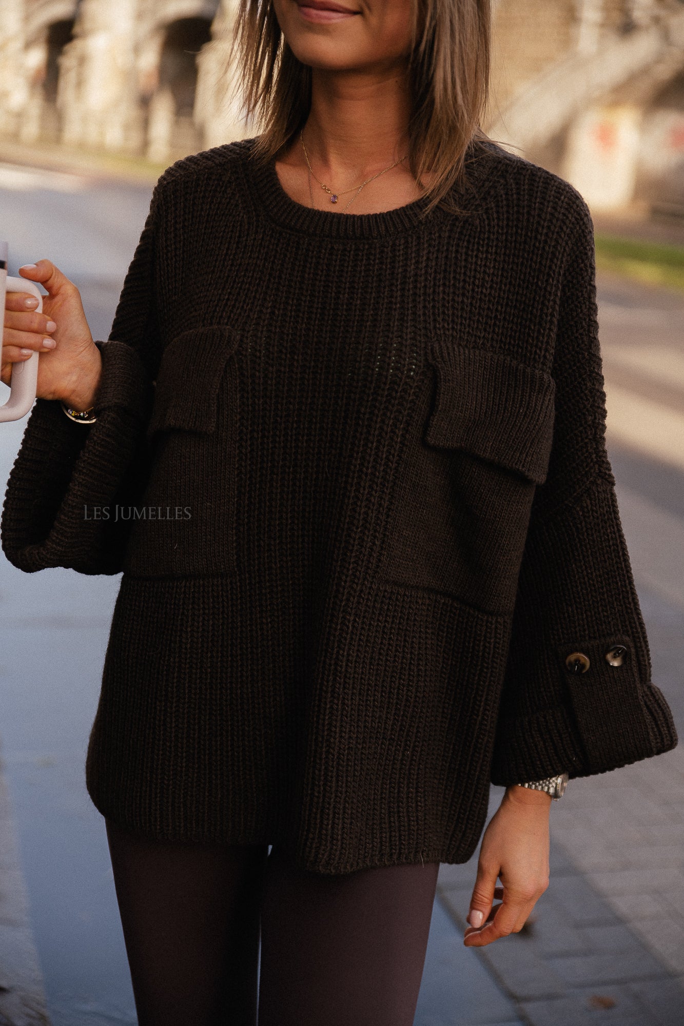 Noemie knitted jumper hot chocolate