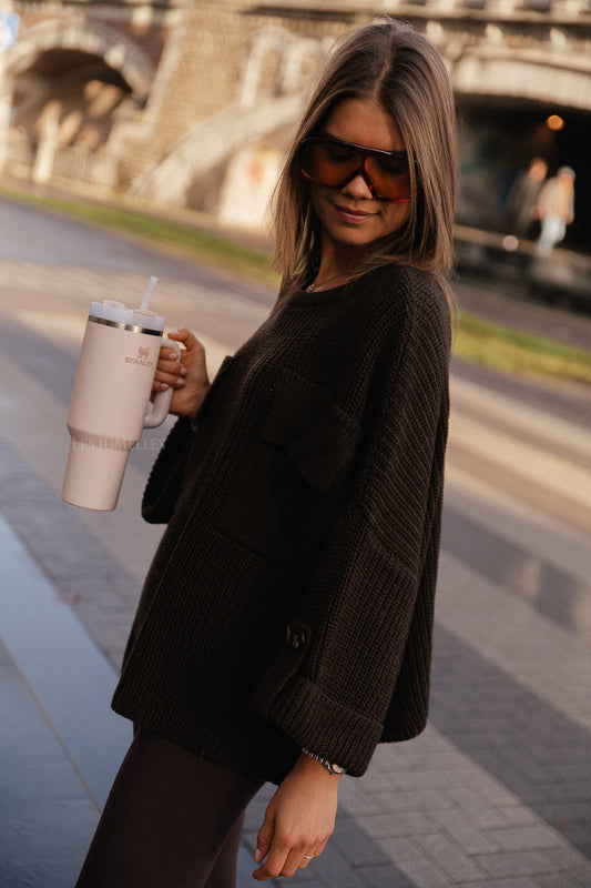 Les Jumelles Pull tricoté Noémie chocolat chaud