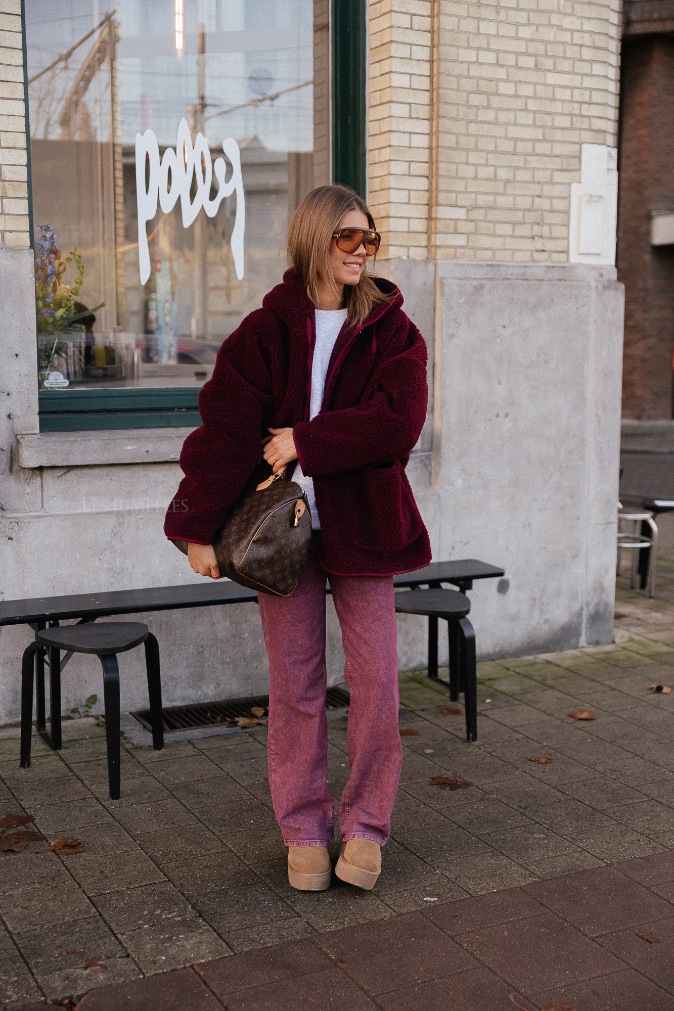 Briar teddy jacket burgundy