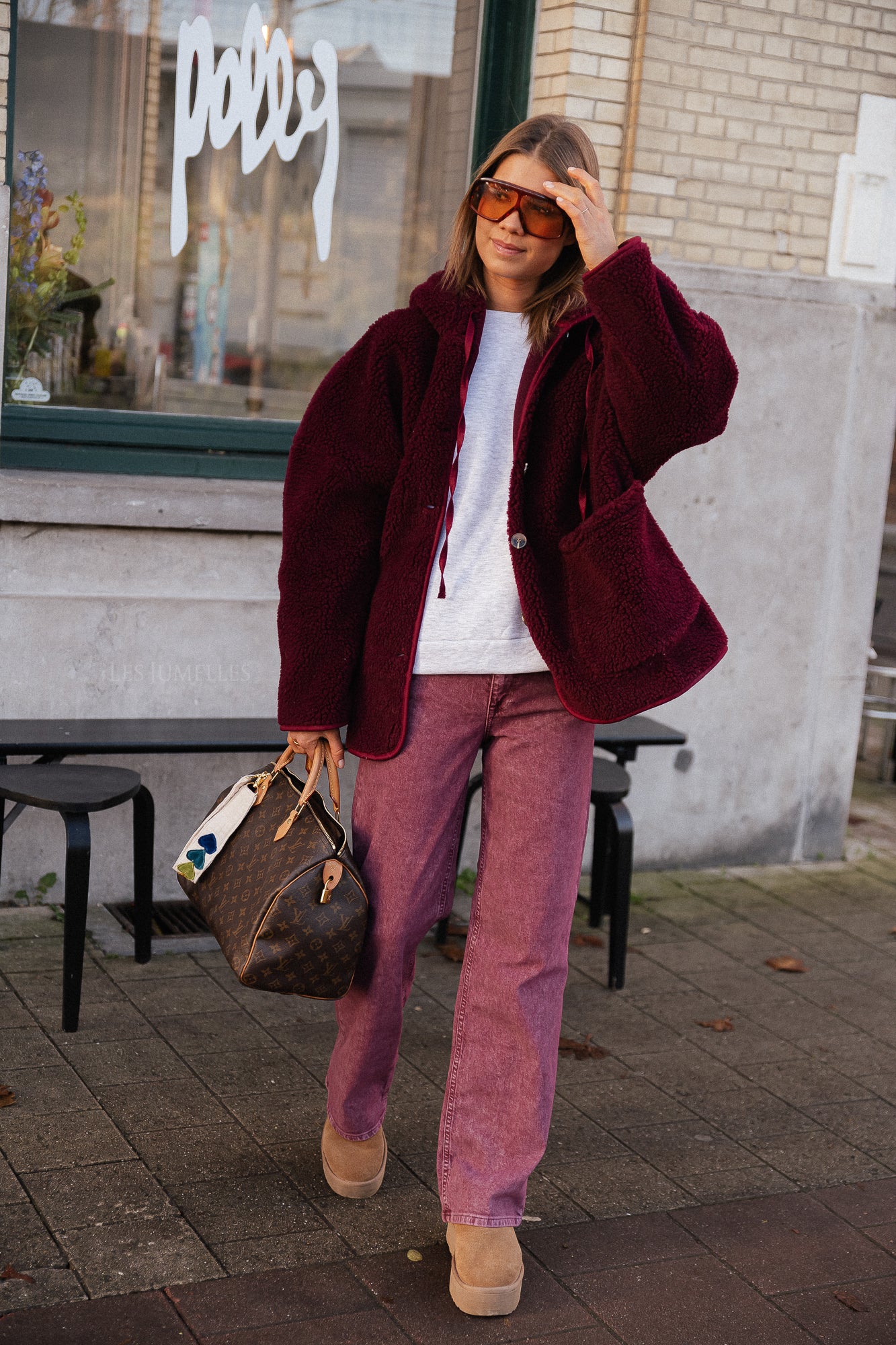 Briar teddy jacket burgundy