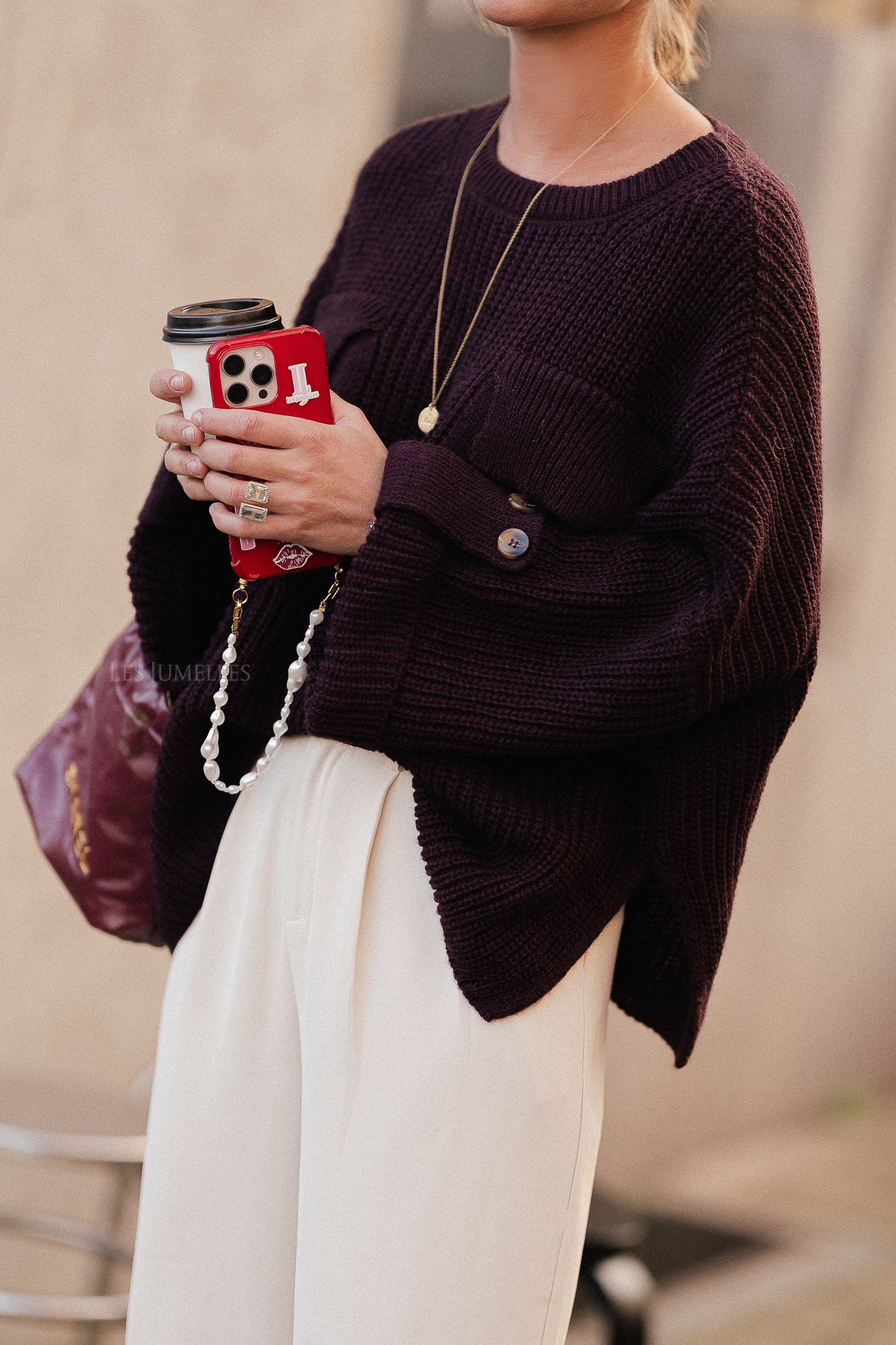 Pull maille Noémie burgundy