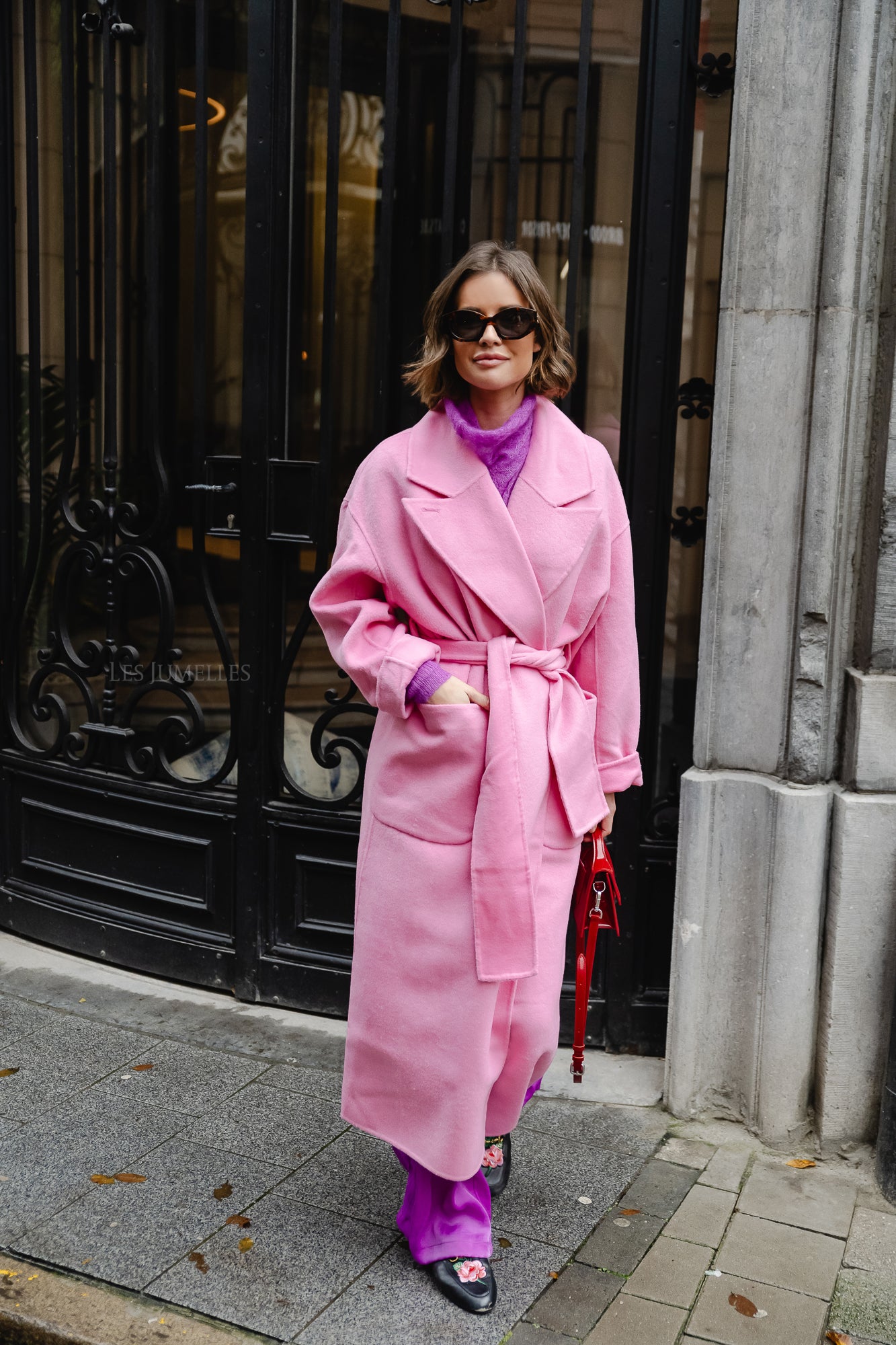 Wool mix coat pink