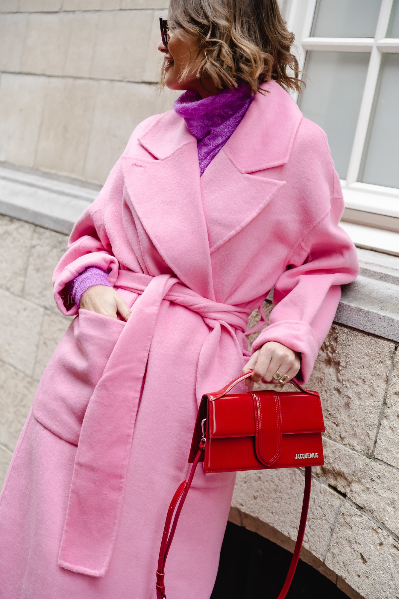 Wool mix coat pink