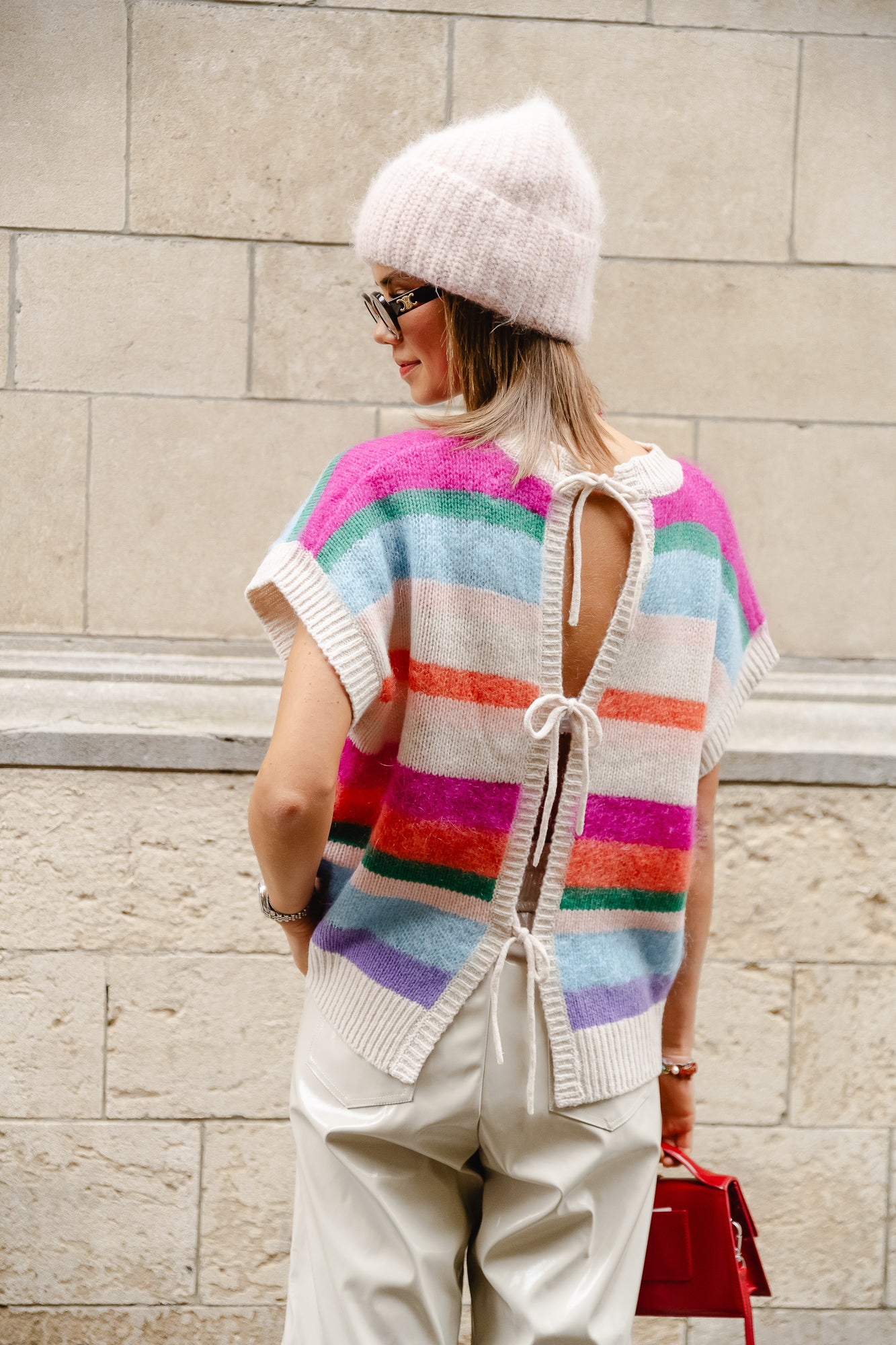 Knitted striped vest fresh mix