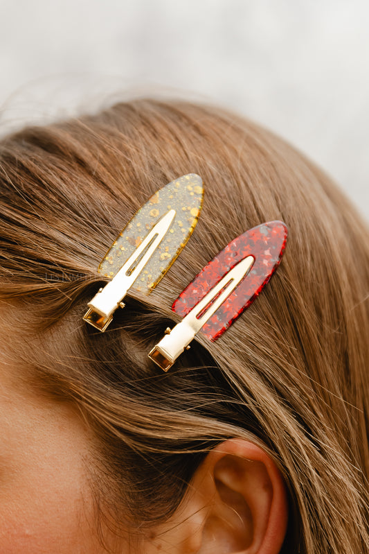 Les Jumelles Hair clips box star - red gold