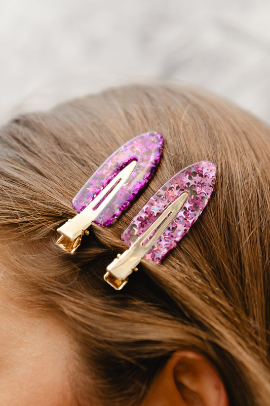 Les Jumelles Boîte à pinces à cheveux Sapin de Noël - rose violet