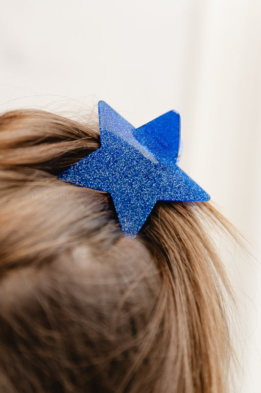 Les Jumelles Barrette à cheveux étoile brillante bleu foncé