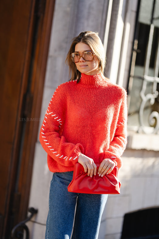 Les Jumelles VIChoca new L/S knit pullover poppy red