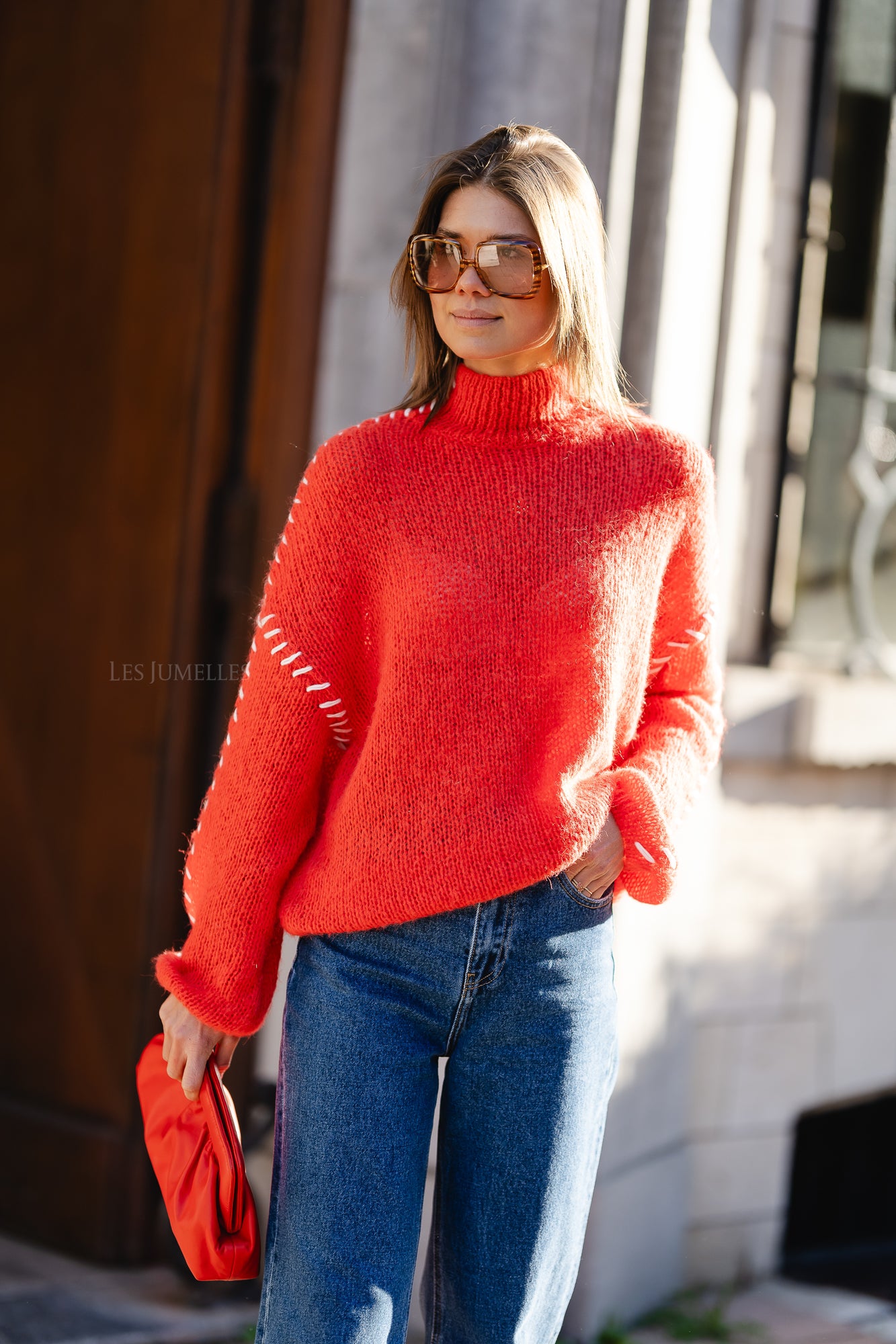 VIChoca new L/S knit pullover poppy red