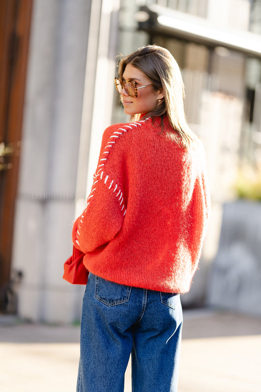 Les Jumelles VIChoca new L/S knit pullover poppy red