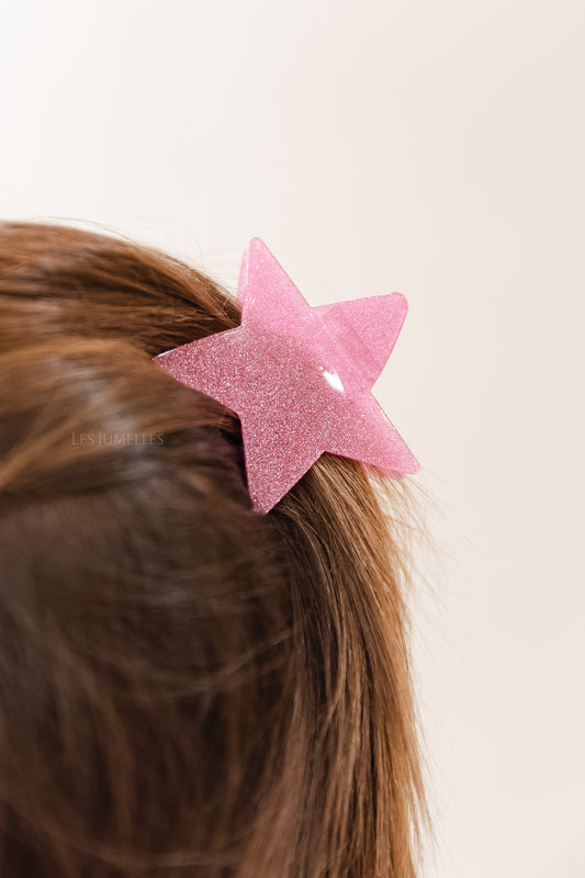 Les Jumelles Hair clip shining star pink