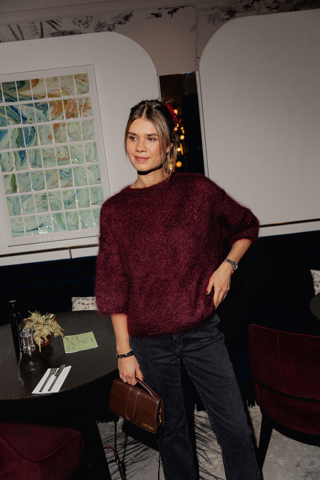 Pull Nova en mohair bordeaux