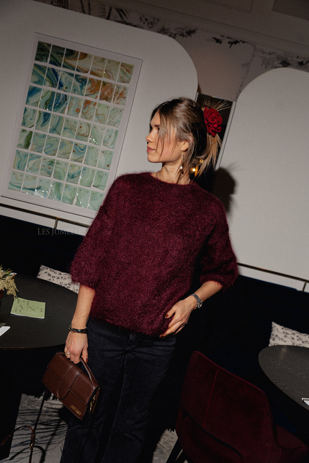 Pull Nova en mohair bordeaux