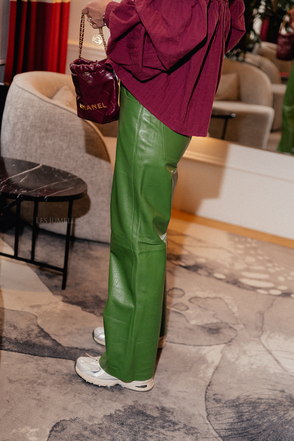 Pantalon en cuir ROUCamely HW vert