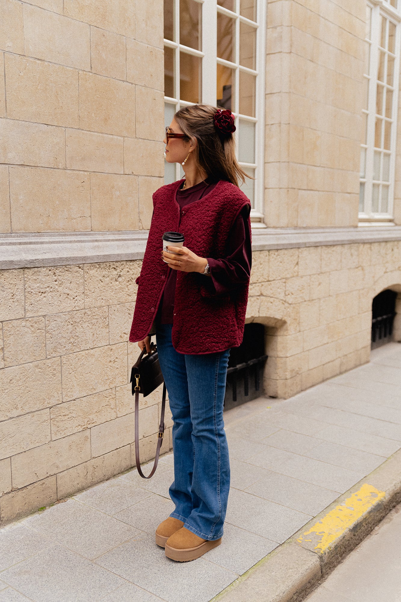 Daina teddy waistcoat burgundy