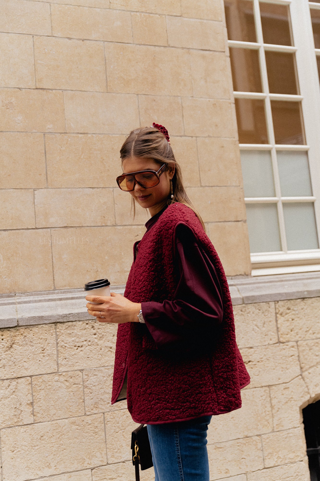 Daina teddy waistcoat burgundy