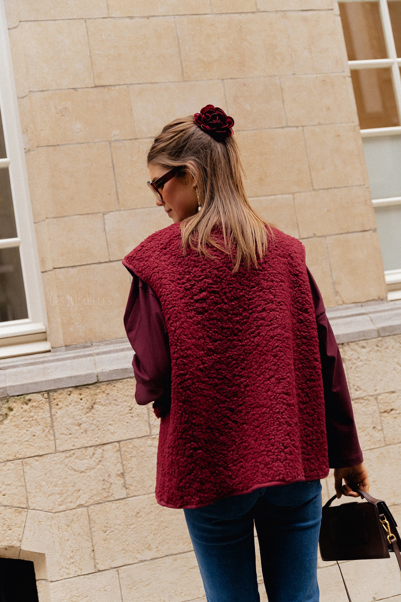 Gilet en peluche Daina bordeaux