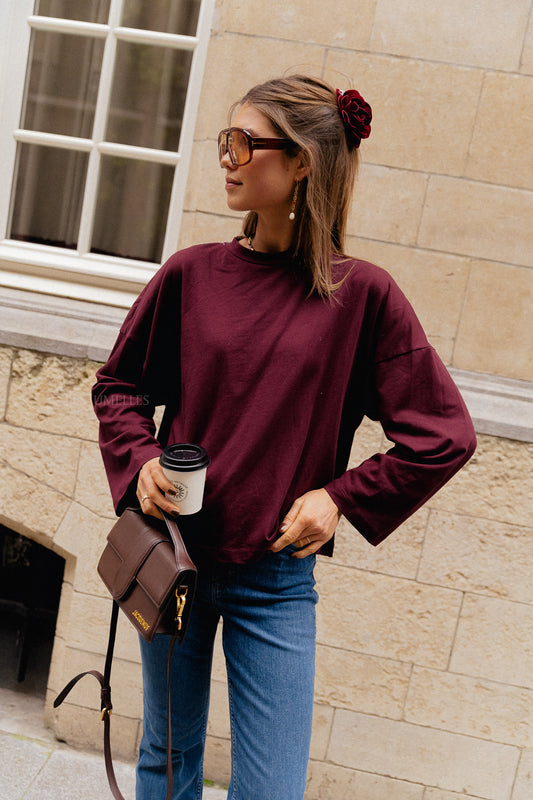 Les Jumelles Rachel LS shirt burgundy