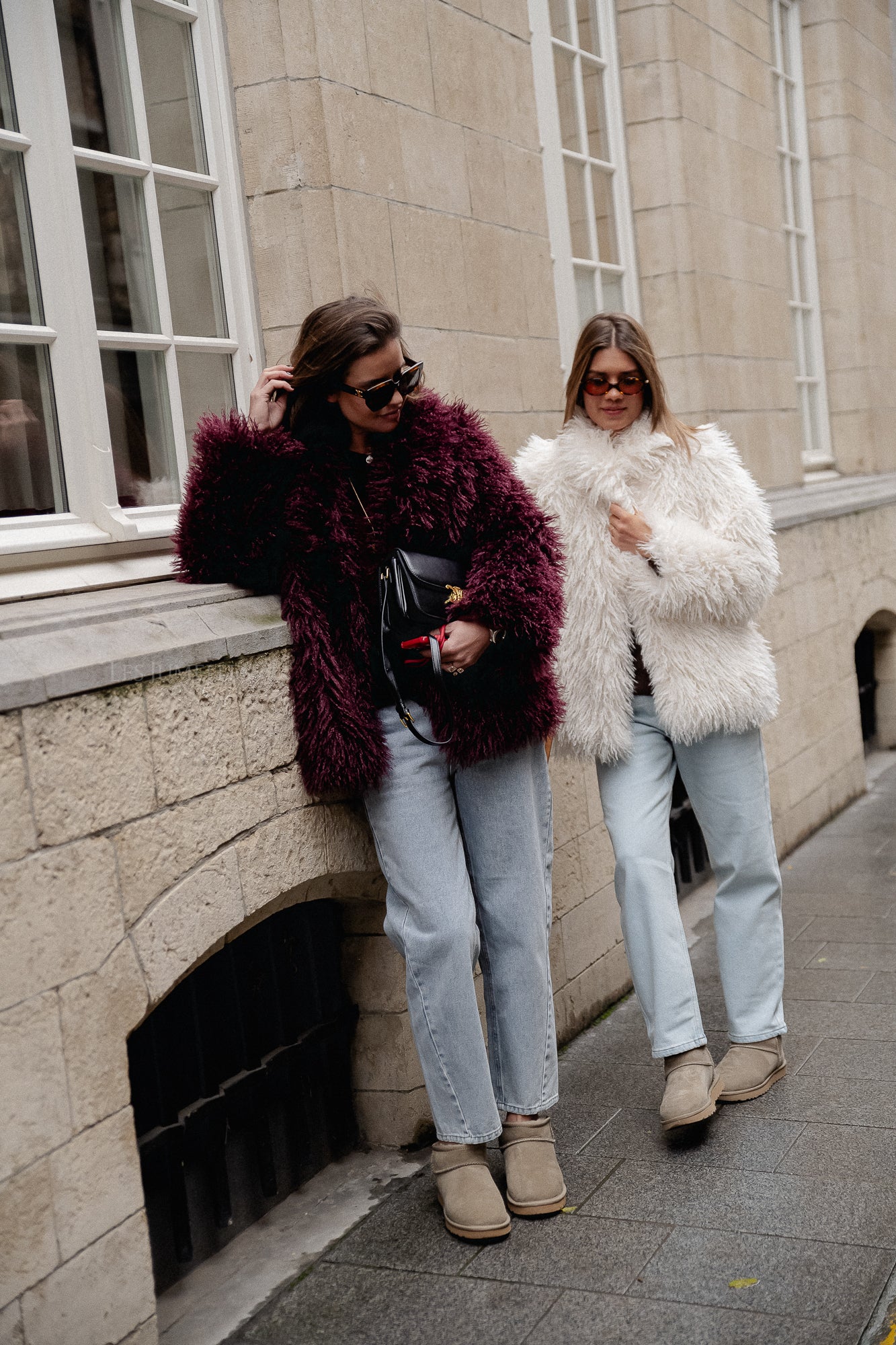 Cameron faux shearling coat burgundy