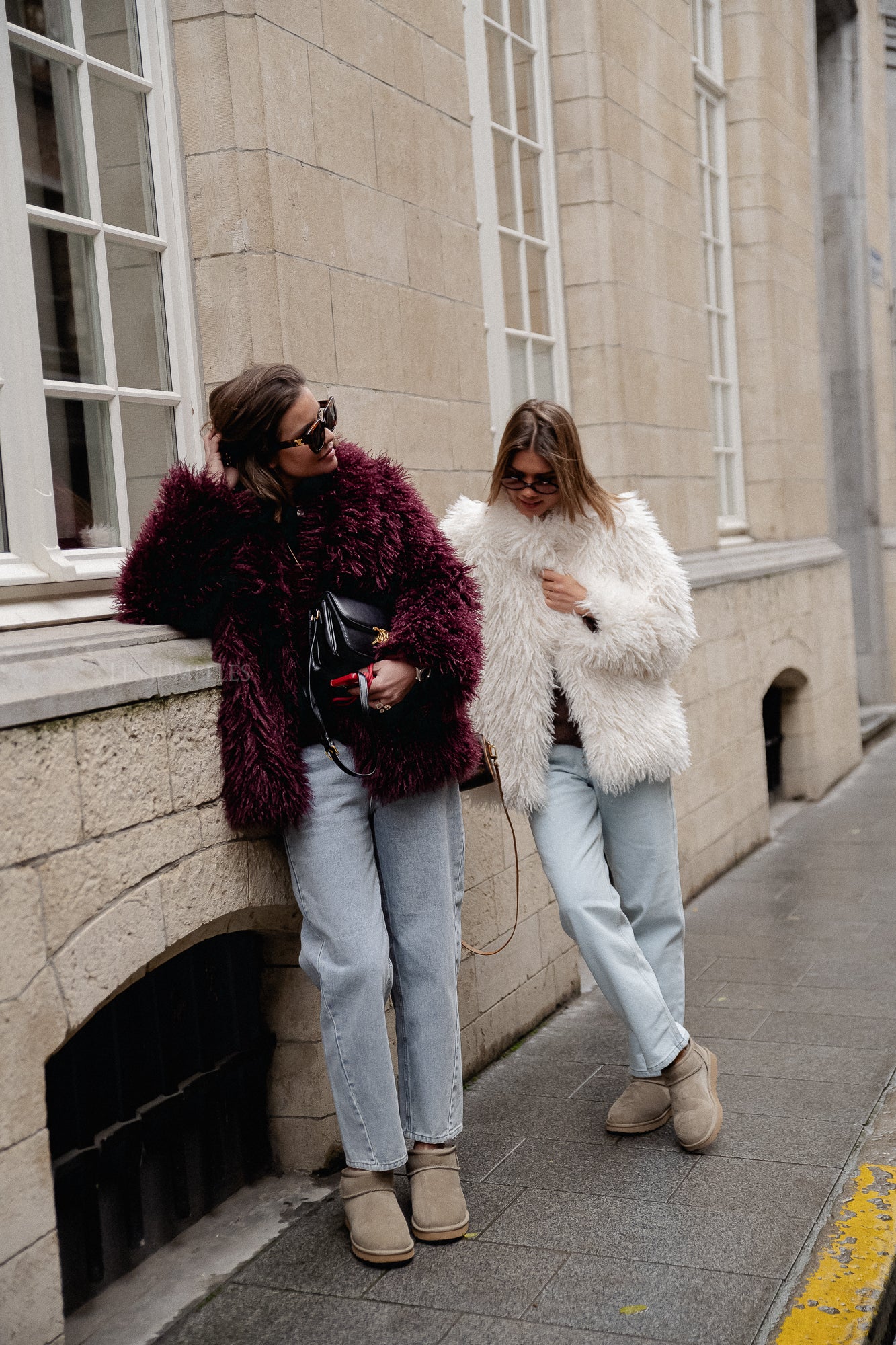 Cameron faux shearling coat burgundy