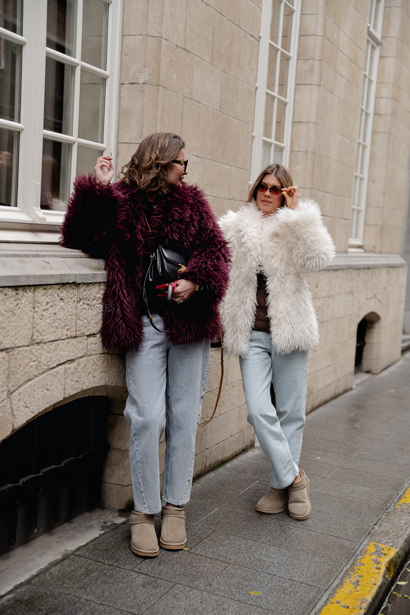 Cameron faux shearling coat burgundy