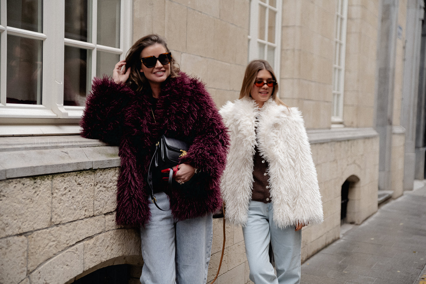 Cameron faux shearling coat burgundy