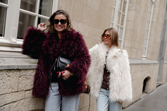 Les Jumelles Cameron faux shearling coat burgundy