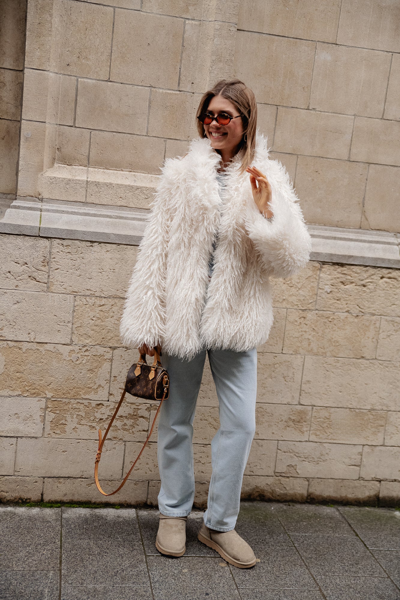 Cameron faux shearling coat offwhite