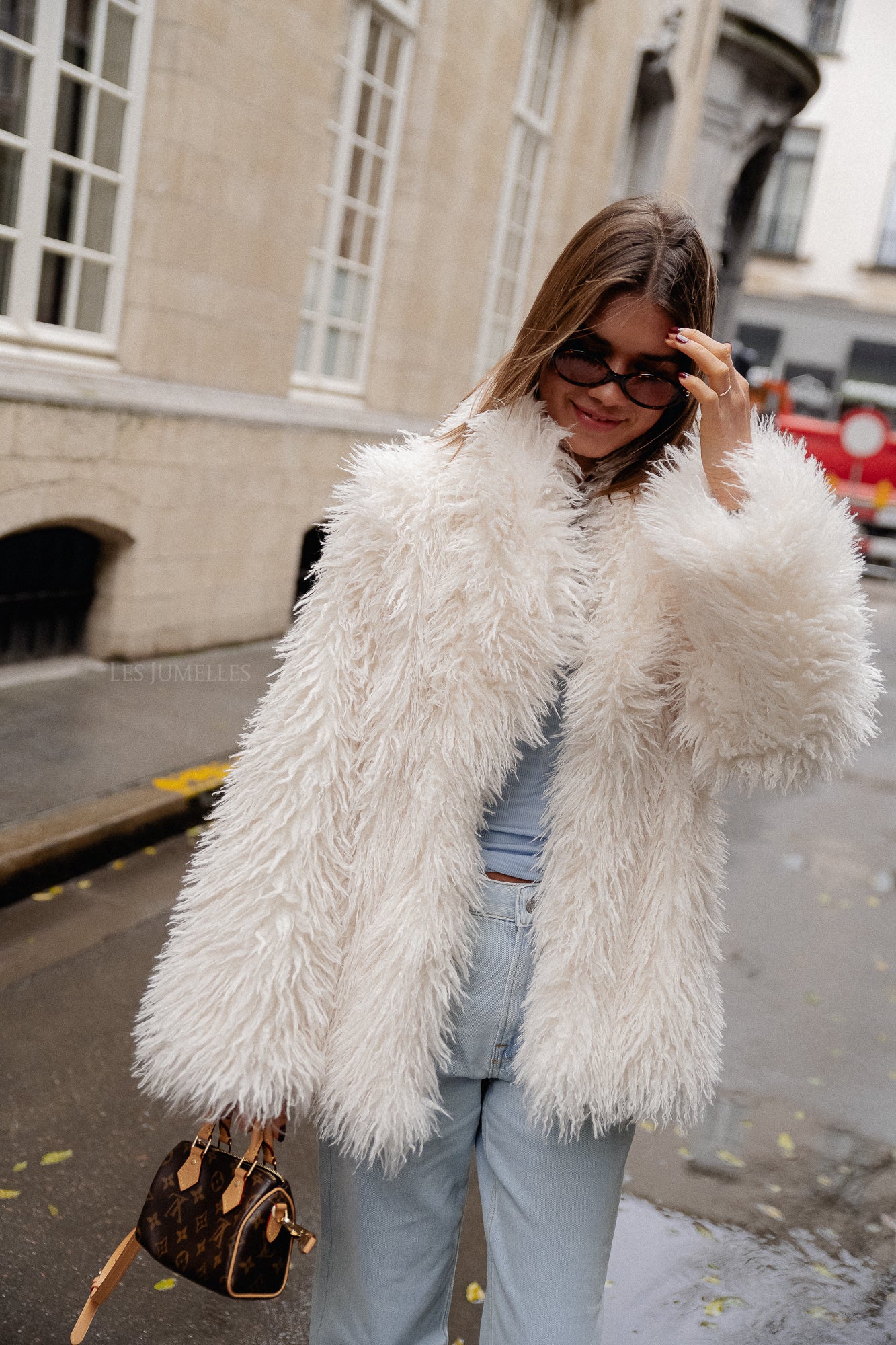 Cameron faux shearling coat offwhite