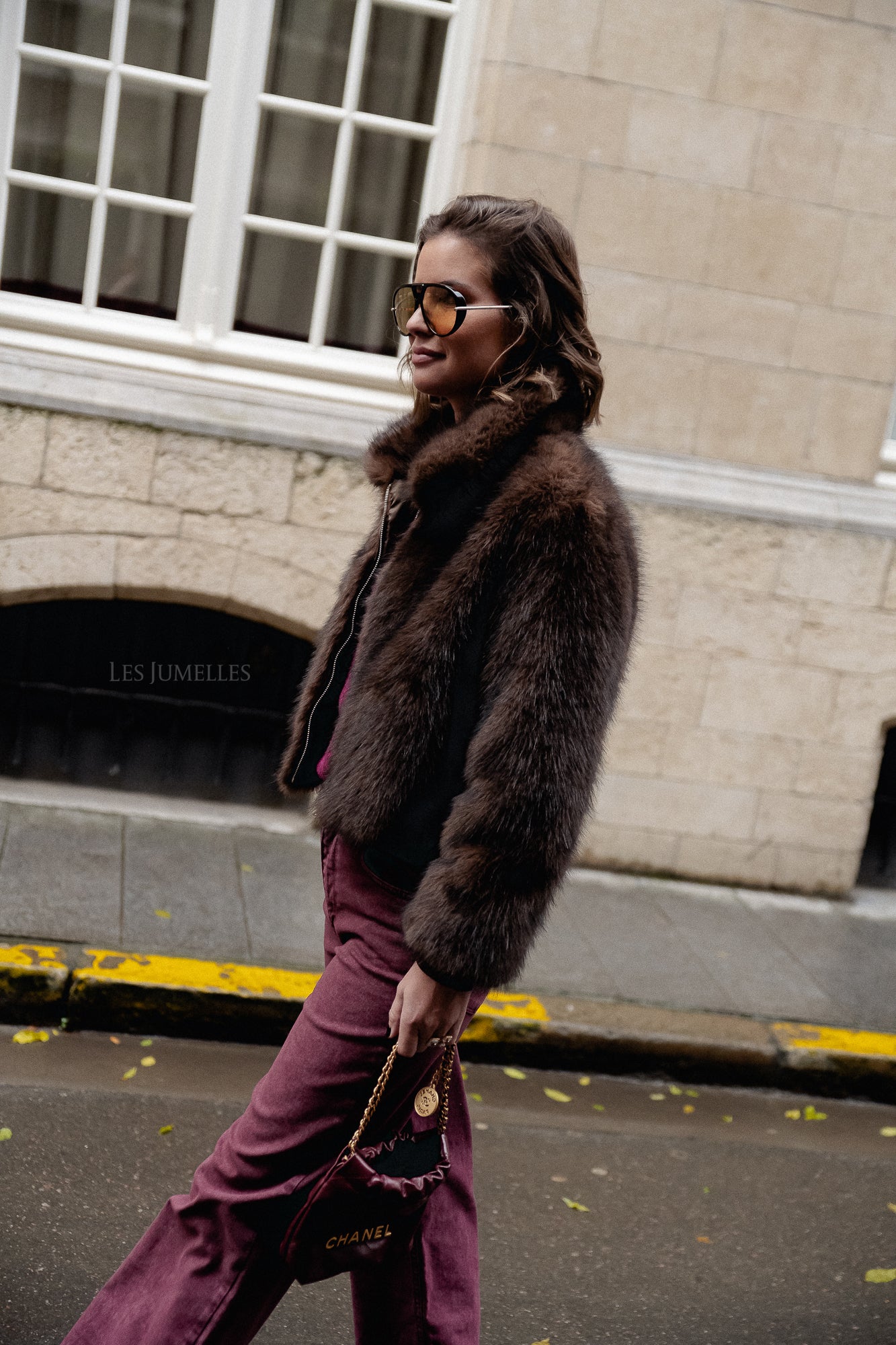 Grace faux fur coat hot chocolate