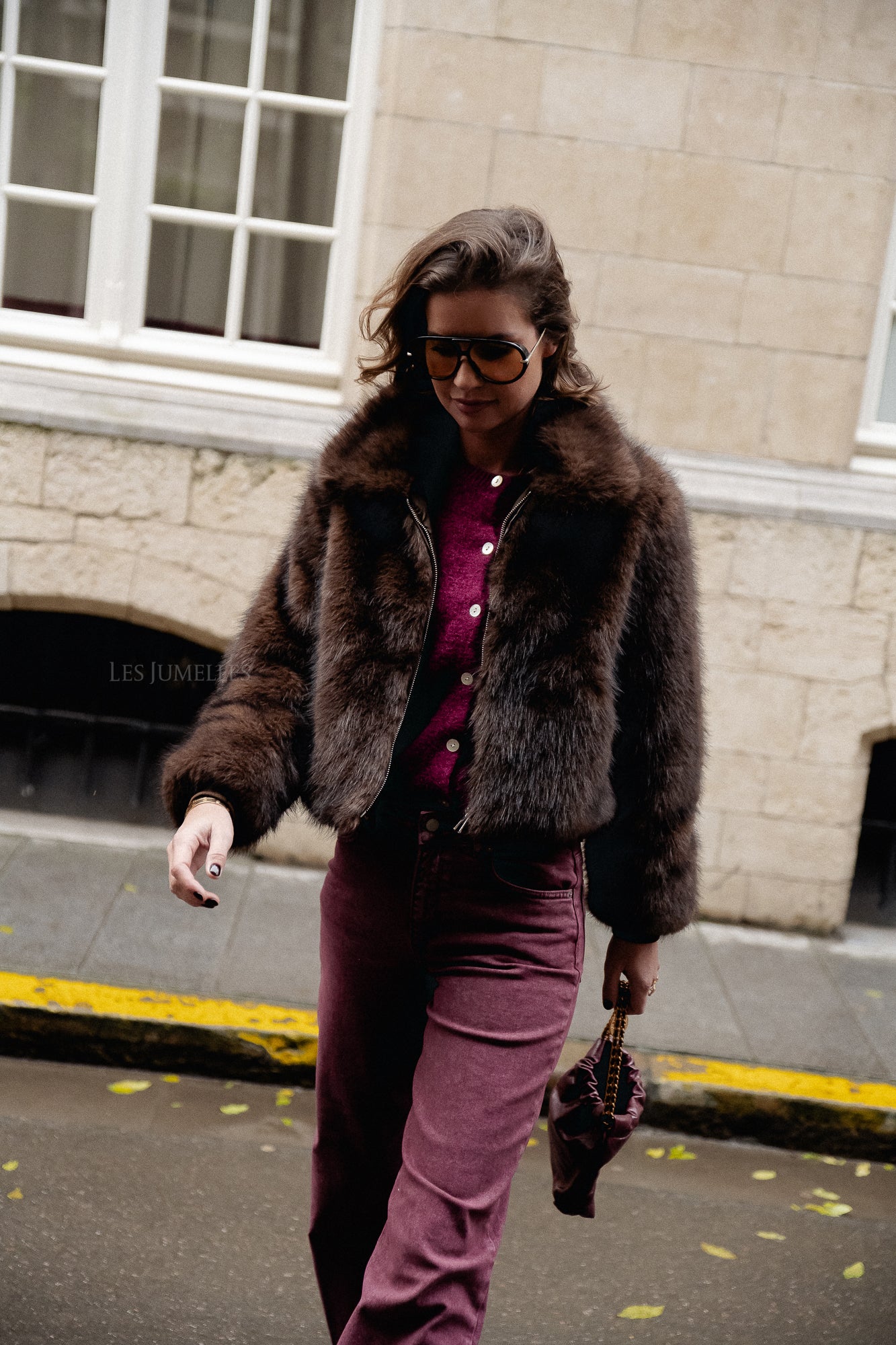 Grace faux fur coat hot chocolate