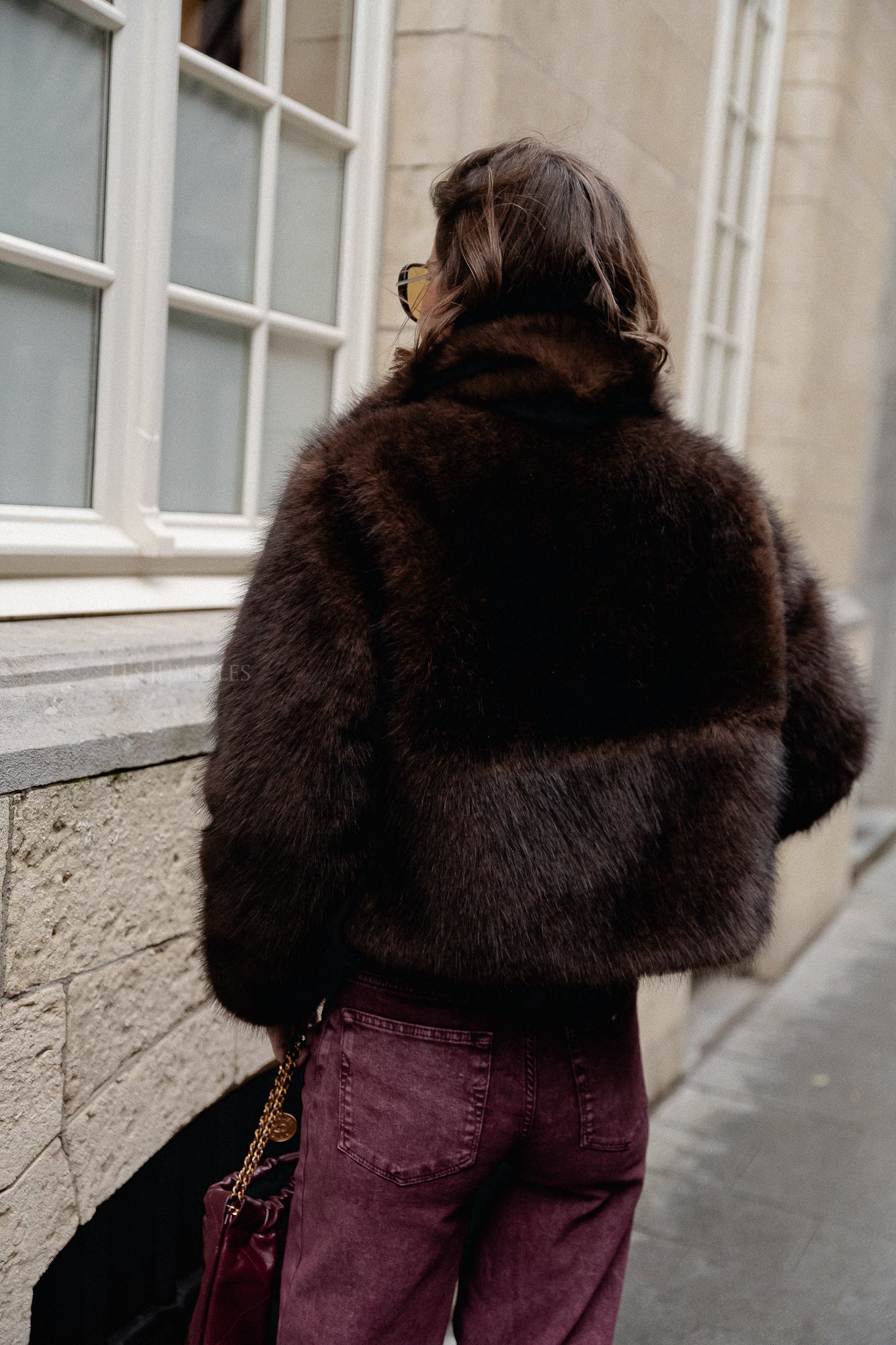 Grace faux fur coat hot chocolate