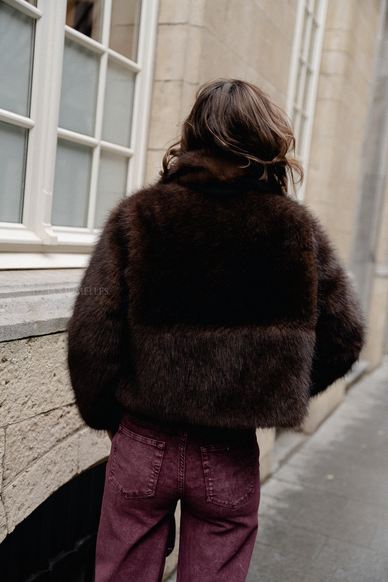 Grace faux fur coat hot chocolate