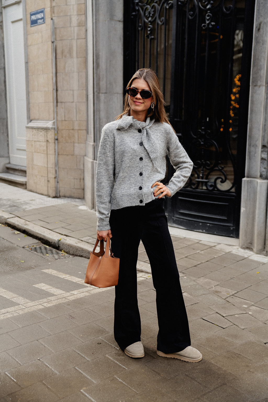 Cardigan en Maille YASSala LS Gris Moyen Mélangé
